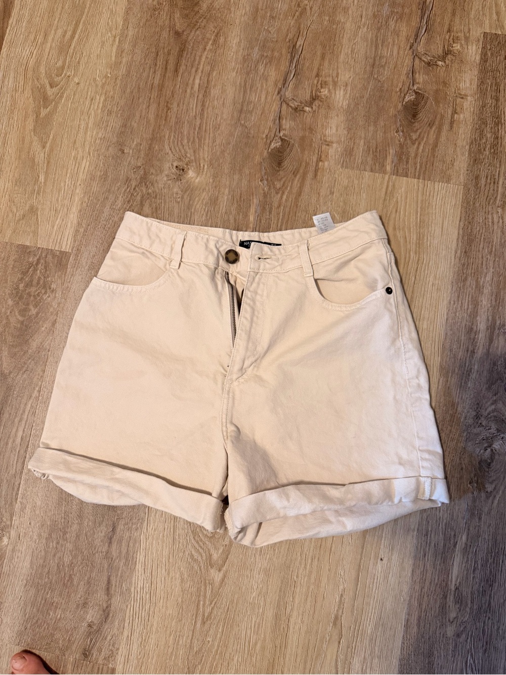 Nasty Gal organic cotton Cream Roll-Cuff Bermuda Shorts